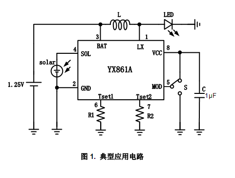 SOP8 - YX861A 太阳能驱动IC 电路原理图片