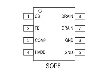 AC-DC降压型(PSR)驱动芯片SM7503P管脚图
