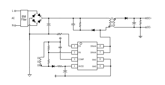 AC-DC降压型(PSR)驱动芯片SM7503P应用电路图