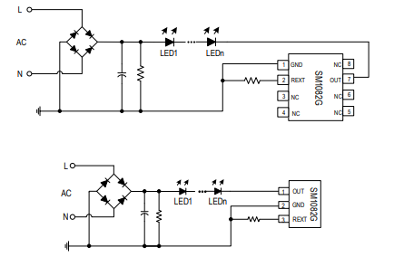 高压线性恒流芯片SM1082G芯片应用电路图