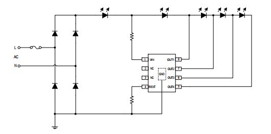 高可靠低THD高压线性恒流芯片SM2255EH型号应用电路图