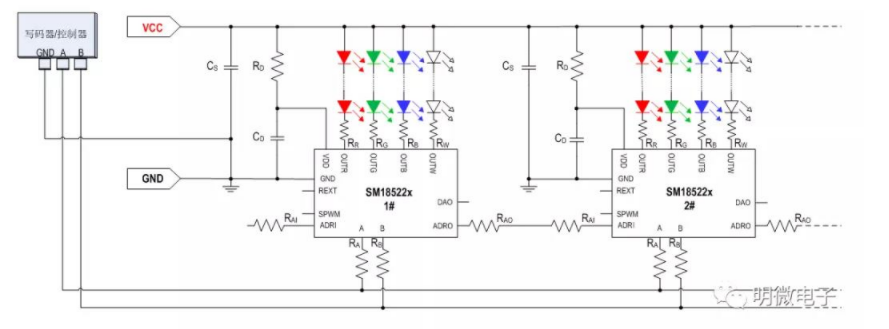 DMX512差分并联景观灯LED驱动控制芯片方案典型应用