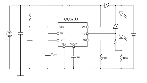 LED灯杯的升压恒流芯片推荐型号OC6700管脚图